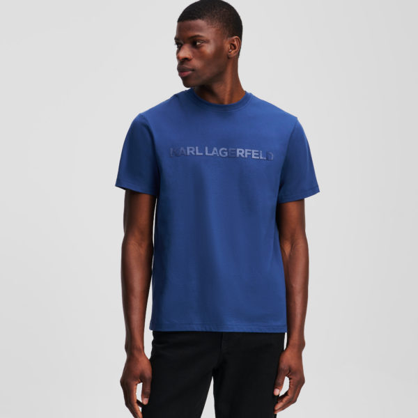Karl Lagerfeld, T-shirt Avec Logo Karl, Homme, Bleu crépusculaire, Taille: XXXL
