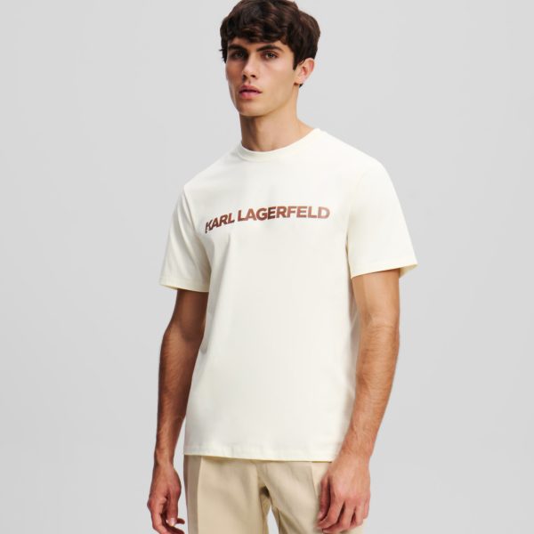 Karl Lagerfeld, T-shirt Avec Logo Karl, Homme, Crème Cannoli, Taille: XXXL