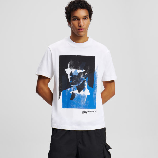 Karl Lagerfeld, T-shirt Imprimé Karl, Homme, Blanc, Taille: XXXL