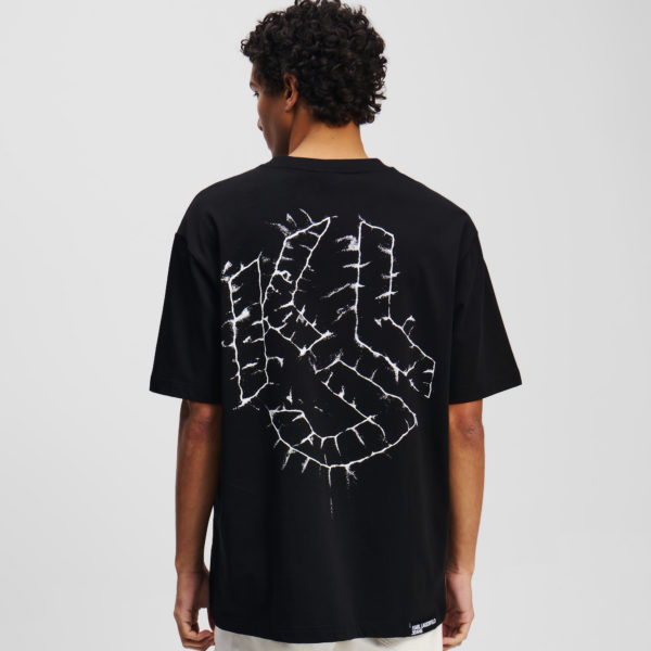 Karl Lagerfeld, T-shirt Monogramme Shibori, Homme, Noir, Taille: XXXL