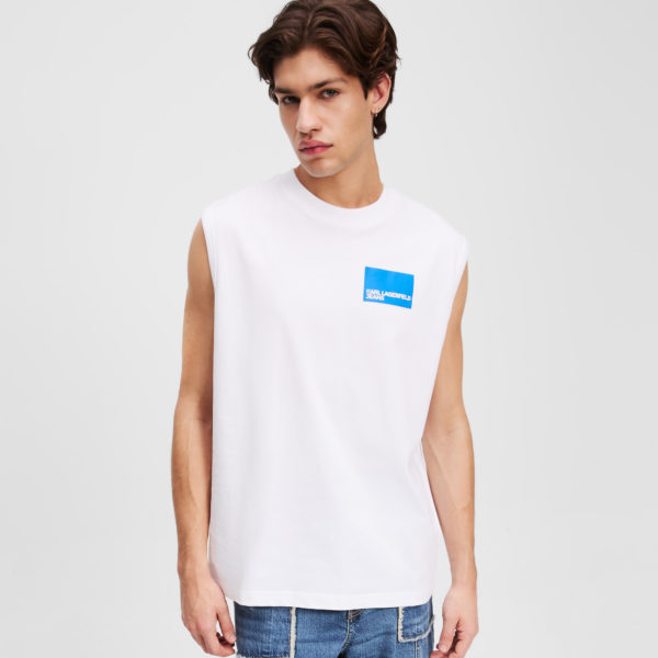 Karl Lagerfeld, Débardeur Avec Logo Encadré, Homme, Blanc, Taille: XXXL