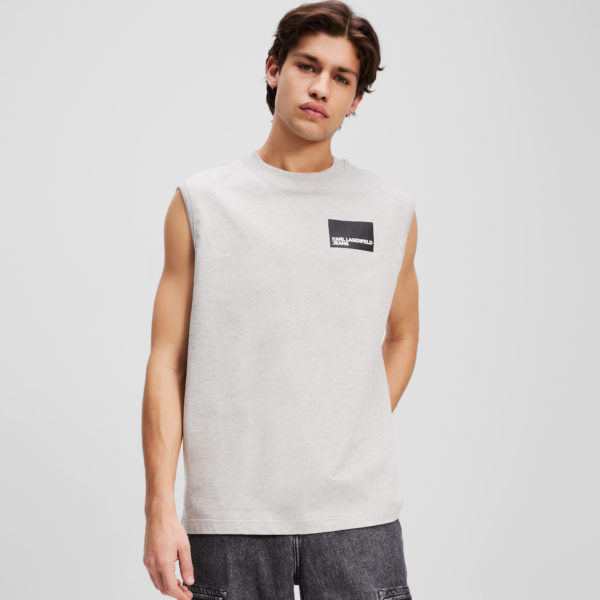 Karl Lagerfeld, Débardeur Avec Logo Encadré, Homme, Gris clair, Taille: XXXL