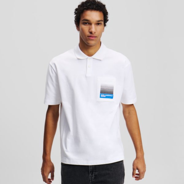 Karl Lagerfeld, Polo Avec Logo Encadré Estompé, Homme, Blanc, Taille: XXXL