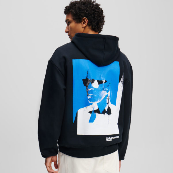 Karl Lagerfeld, Sweat À Capuche Avec Imprimé Karl, Homme, Noir, Taille: XXXL