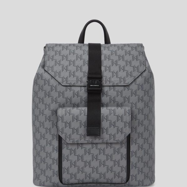 Karl Lagerfeld, Sac À Dos Kl Monogram, Homme, Monogramme Asphalte, Taille: X00