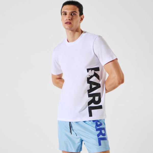 Karl Lagerfeld, T-shirt De Plage Avec Logo Karl, Homme, Blanc, Taille: XXXL