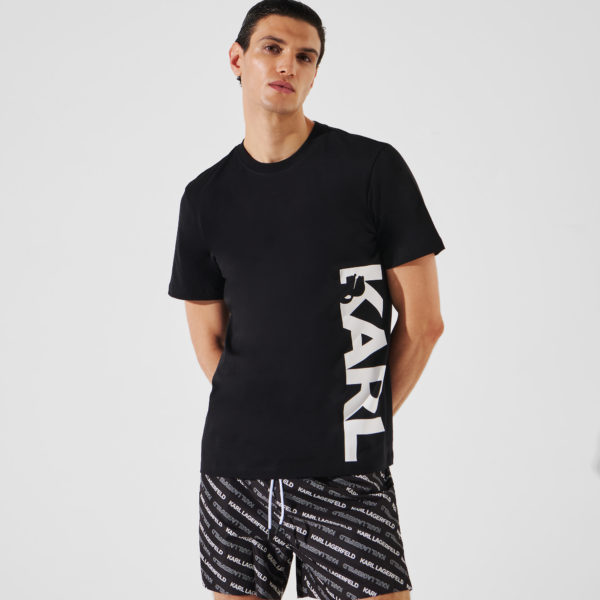Karl Lagerfeld, T-shirt De Plage Avec Logo Karl, Homme, Noir, Taille: XXXL