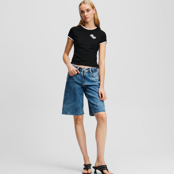 Karl Lagerfeld, Short En Denim Décontracté, Femme, Bleu foncé acide, Taille: L32