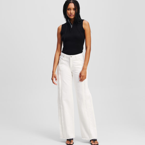 Karl Lagerfeld, Jean Décontracté À Coutures Saillantes, Femme, Denim Blanc, Taille: L3232