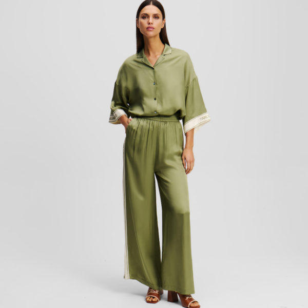 Karl Lagerfeld, Pantalon Large, Femme, Vert d’huile, Taille: X48