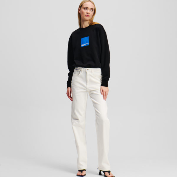 Karl Lagerfeld, Jean Droit À Taille Haute, Femme, Denim Blanc, Taille: L3232