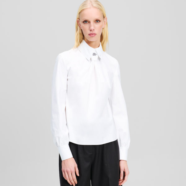 Karl Lagerfeld, Chemisier Karl Essential Avec Detail Cravate, Femme, Blanc, Taille: X48
