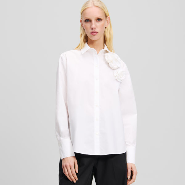 Karl Lagerfeld, Chemisier À Fleurs En Popeline, Femme, Blanc, Taille: X48