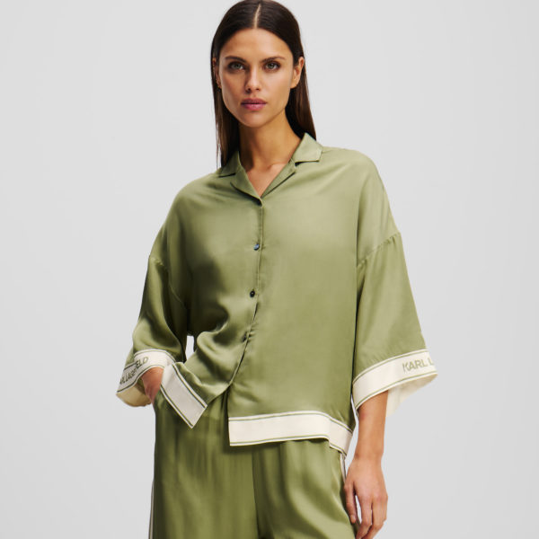 Karl Lagerfeld, Chemisier À Manches Courtes, Femme, Vert d’huile, Taille: X48
