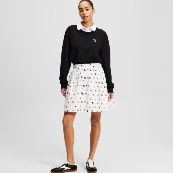 Karl Lagerfeld, Jupe À Impression Ikon Intégrale, Femme, All Over Dot Print Blanc-Noir, Taille: X48