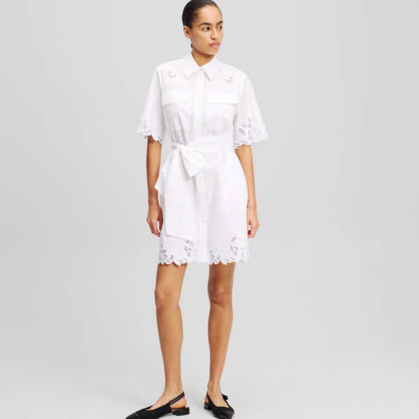 Karl Lagerfeld, Robe-chemise À Broderie Découpée, Femme, Blanc, Taille: X48