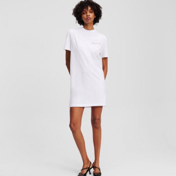 Karl Lagerfeld, Robe T-shirt Avec Logo Klj, Femme, Blanc, Taille: XXS