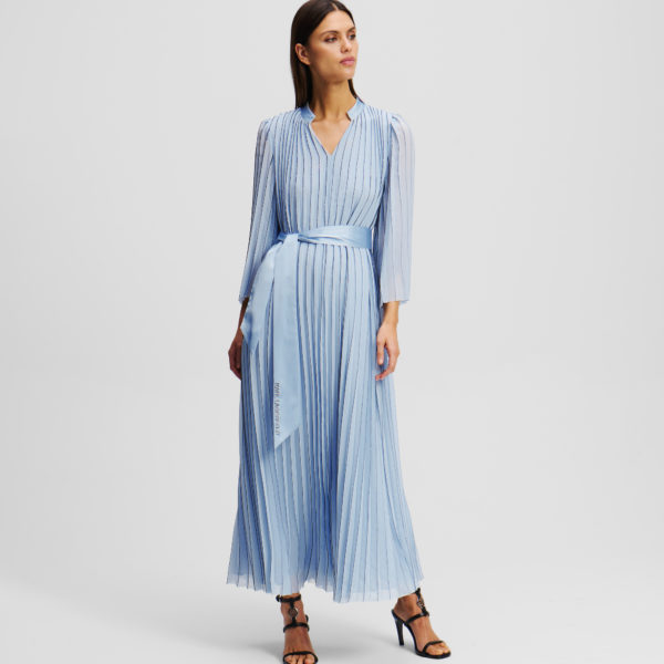 Karl Lagerfeld, Robe Longue Plissée, Femme, Bleu Kentucky, Taille: X48