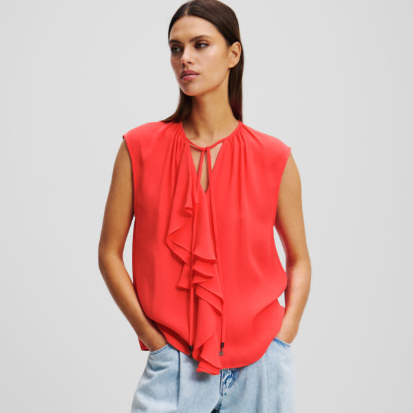 Karl Lagerfeld, Blouse À Volants, Femme, Hibiscus, Taille: X48
