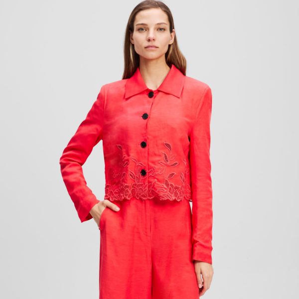 Karl Lagerfeld, Veste À Découpe Brodée, Femme, Hibiscus, Taille: X48