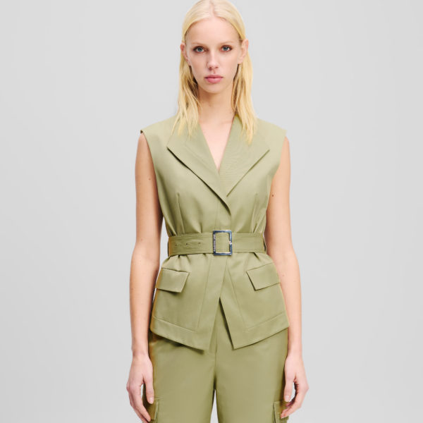 Karl Lagerfeld, Gilet Cargo, Femme, Vert d’huile, Taille: X48
