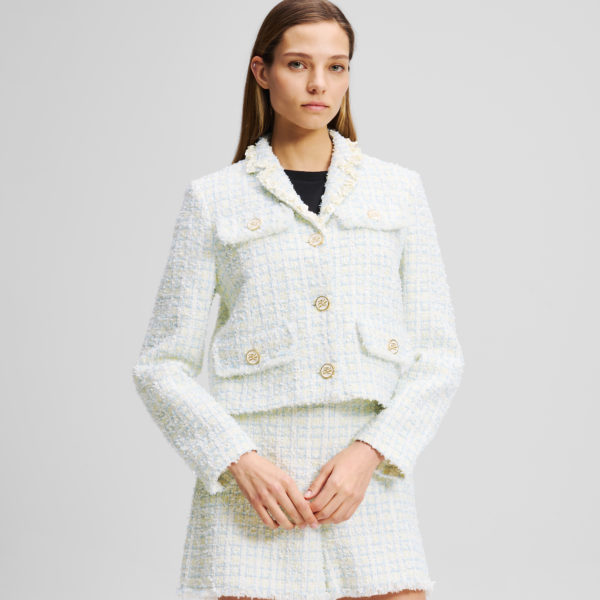 Karl Lagerfeld, Veste Bouclette Karl Essential, Femme, Boucle Kentucky Blue White, Taille: X48