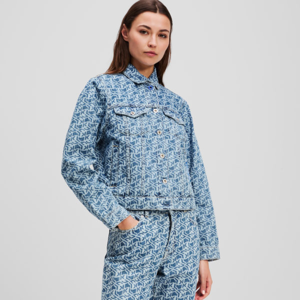 Karl Lagerfeld, Veste En Jean Avec Le Monogramme Klj, Femme, Monogramme bleu, Taille: XXS