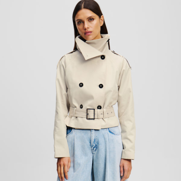 Karl Lagerfeld, Veste Courte En Sergé De Coton, Femme, Ciment, Taille: X48