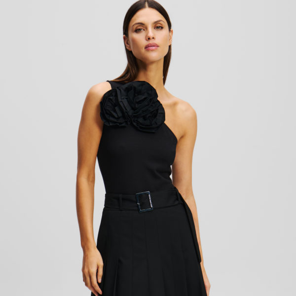 Karl Lagerfeld, Body Floral Mono-épaule, Femme, Noir, Taille: XXXL