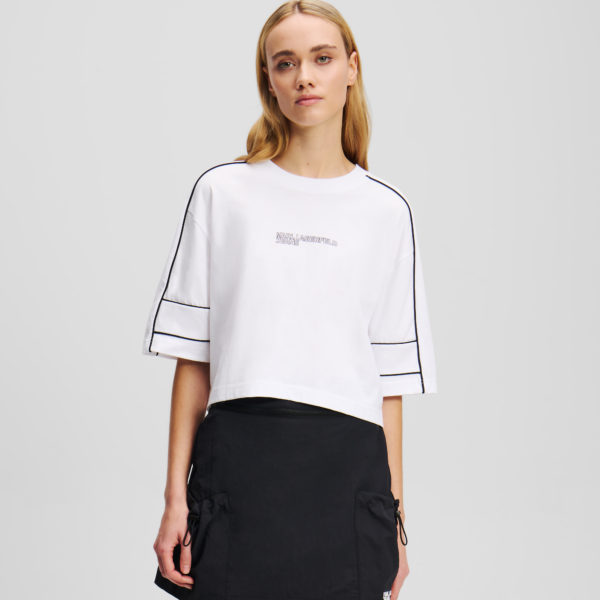 Karl Lagerfeld, T-shirt Avec Détail Passepoil, Femme, Blanc, Taille: XXS