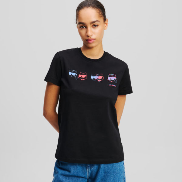 Karl Lagerfeld, T-shirt Ikon Aux Couleurs Vives, Femme, Noir, Taille: XXXL