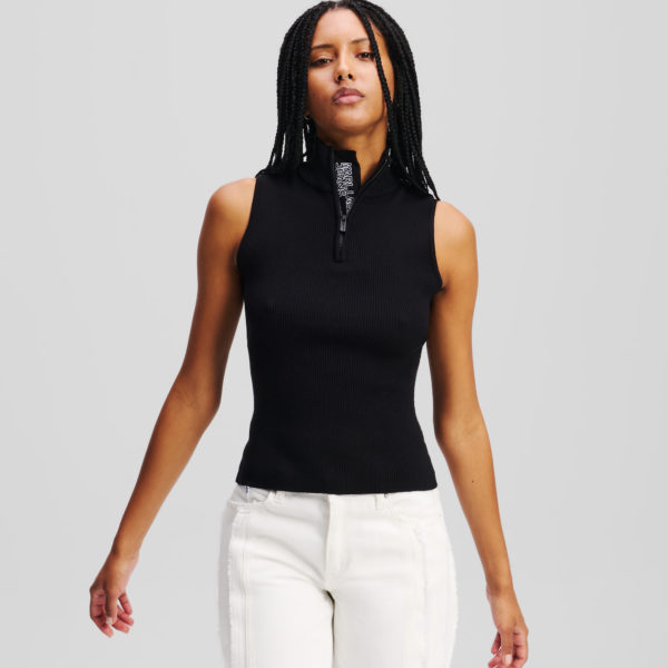 Karl Lagerfeld, Top Tricoté Sans Manches, Femme, Noir, Taille: XXS