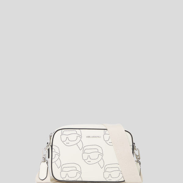 Karl Lagerfeld, Sac Caméra Perforé Ikon, Femme, Blanc Cassé, Taille: X00
