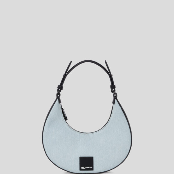 Karl Lagerfeld, Sac Porté Épaule Demi-lune Avec Logo Carré, Femme, Bleu Clair, Taille: X00