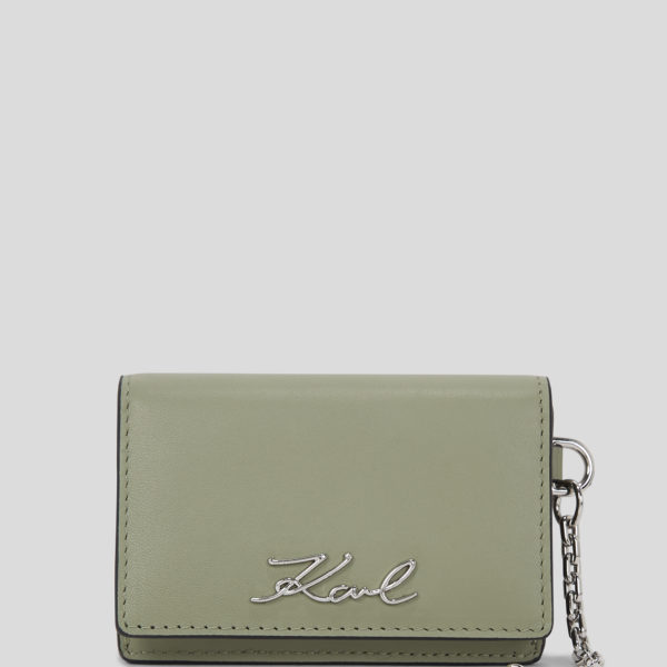 Karl Lagerfeld, Porte-cartes À Chaîne K/signature, Femme, Vert d’huile, Taille: X00