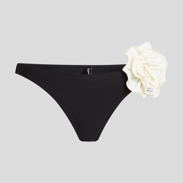 Karl Lagerfeld, Bas De Bikini Floral Échancré, Femme, Noir, Taille: XXS