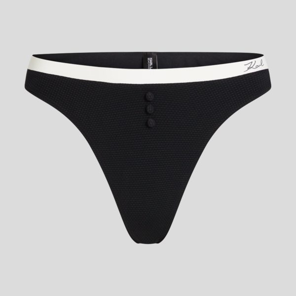 Karl Lagerfeld, Bas De Bikini Monochrome, Femme, Blanc/Noir, Taille: XXS