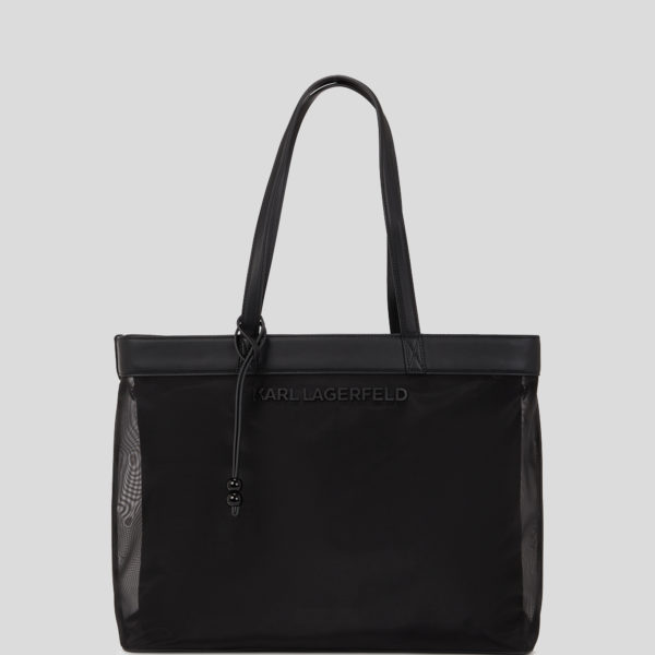 Karl Lagerfeld, Cabas De Plage En Mesh Avec Logo Karl, Femme, Noir, Taille: X00
