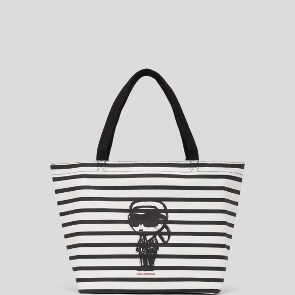 Karl Lagerfeld, Cabas À Rayures Ikon, Femme, Rayure noir-blanc, Taille: X00