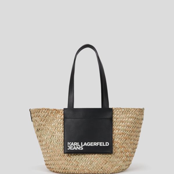 Karl Lagerfeld, Tote Bag En Raphia, Femme, Naturel/Noir, Taille: X00