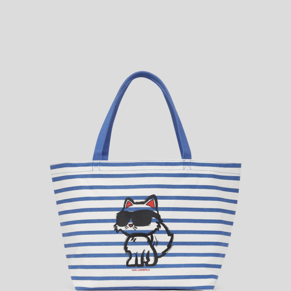Karl Lagerfeld, Cabas À Rayures Ikon Choupette, Femme, Rayures blanches et bleues, Taille: X00