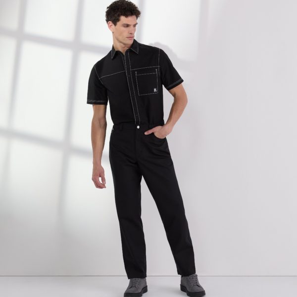 Karl Lagerfeld, Contrast Stitch Pants, Homme, Noir, Taille: X56