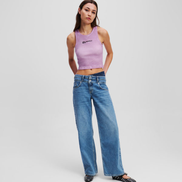 Karl Lagerfeld, Jean Décontracté À Double Taille, Femme, Bleu moyen bloqué, Taille: L3232