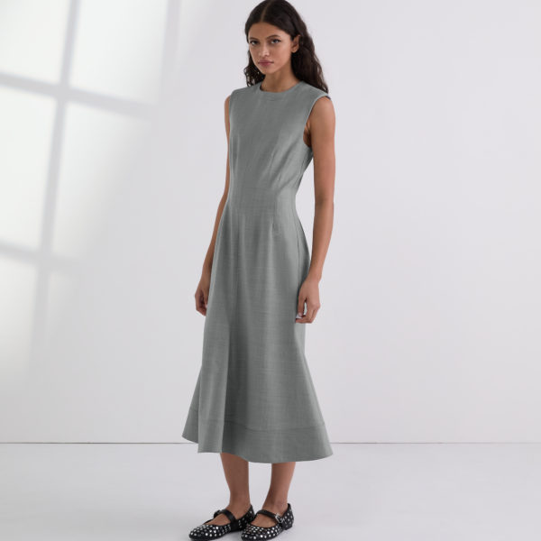 Karl Lagerfeld, Tailored Wool-blend Dress, Femme, Gris moyen mélangé, Taille: X48