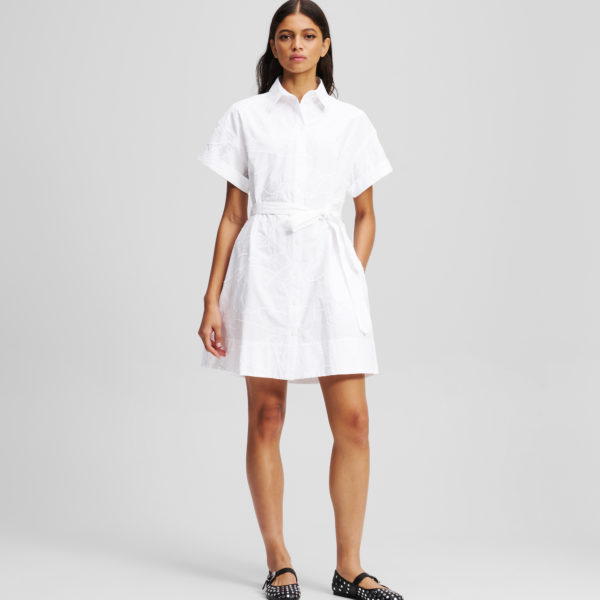 Karl Lagerfeld, Embroidered Shirt Dress, Femme, Impression blanche gribouillée sur toute la surface, Taille: X48