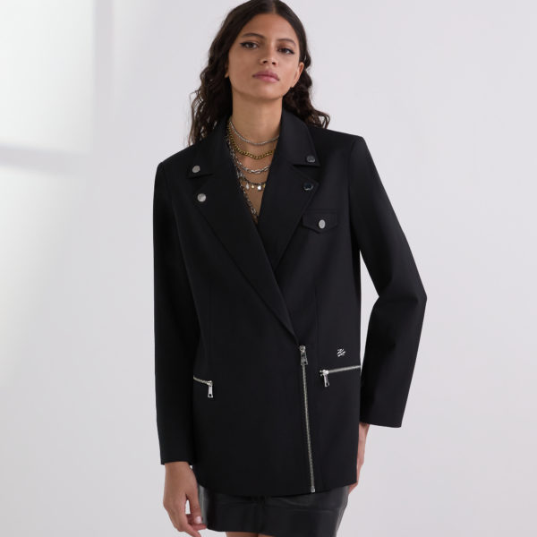 Karl Lagerfeld, Biker Blazer, Femme, Noir, Taille: X48