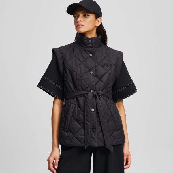 Karl Lagerfeld, Lightweight Quilted Gilet, Femme, Noir, Taille: XXS