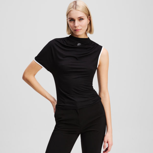 Karl Lagerfeld, One-sleeve T-shirt, Femme, Noir, Taille: XXS