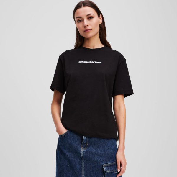Karl Lagerfeld, T-shirt Avec Logo Klj Flouté, Femme, Noir, Taille: XXS