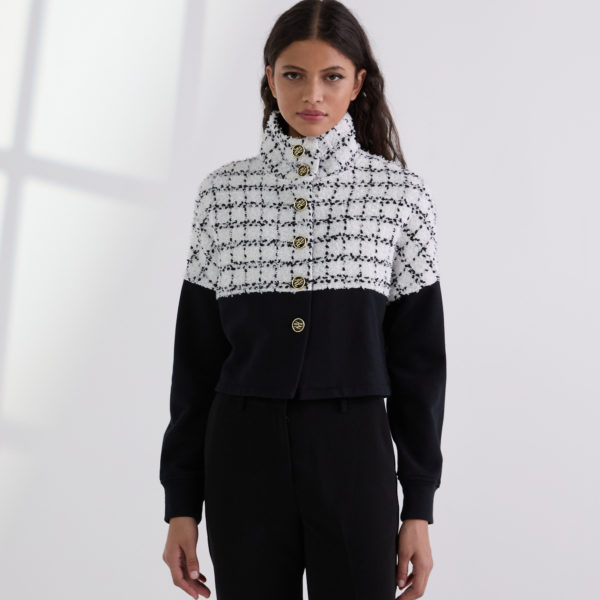 Karl Lagerfeld, Bouclé Sweat Jacket, Femme, Noir, Taille: XXS